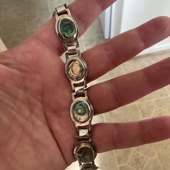 Sterling SILVER 925 ABALONE SHELL BRACELET NEW without tag - Picture 6 of 11